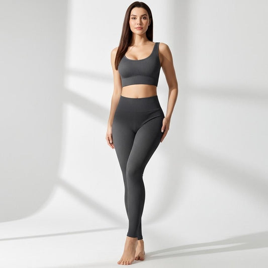 Women's seamless knitted thread yoga pants high waisted sports leggings hip lifting running training slimming and fashionable