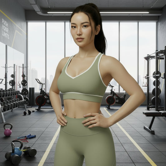 Sports bra for fitness or running. Open back support.