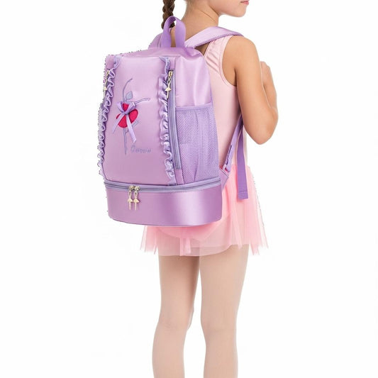Kids Girls Ballet Dance Storage Backpack Latin Ballet Bag Lace Edge Letter Print Dance Duffel Bag Ballerina School Backpack
