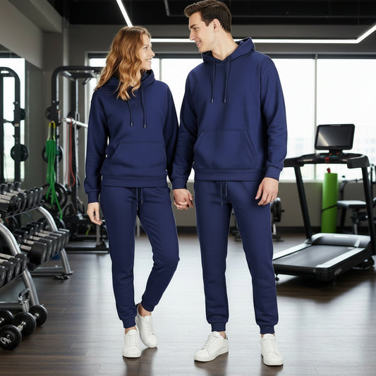 New Men's Women Solid Color Long Sleeved Hooded Sweatshirt and Pant Jogging Set Casual Winter Warm Hoodies Tracksuit Sport