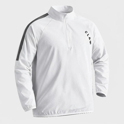 Quick Drying Clothes Men Autumn Sports T-shirt Stand Neck Loose Long Sleeved Outdoor Running Tracksuit Breathable Half Zip Top