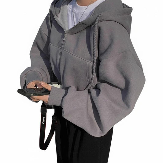 Autumn Winter Hooded Hoodies Women Casual Streetwear Zip Up Sweatshirts Long Sleeve Jackets Harajuku Y2K Crop Tops Hood Shirt