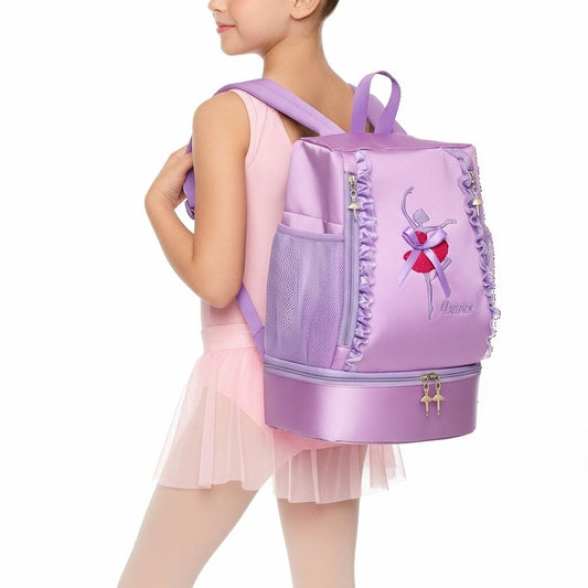 Kids Girls Ballet Dance Storage Backpack Latin Ballet Bag Lace Edge Letter Print Dance Duffel Bag Ballerina School Backpack