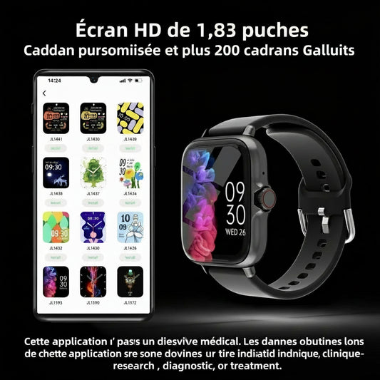 1.83'' Waterproof Smart Watch with Message Answer Call Sleep Monitoring Sports Pedometer Information Alerts For iPhone Android