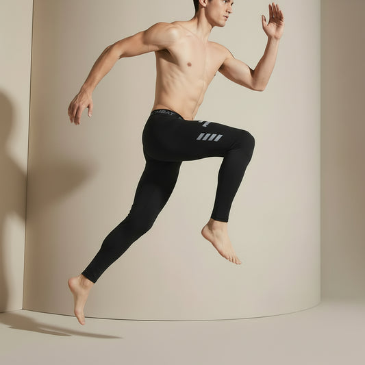 Men's warm compression leggings (1 or 2 pieces), breathable sports pants for running and fitness