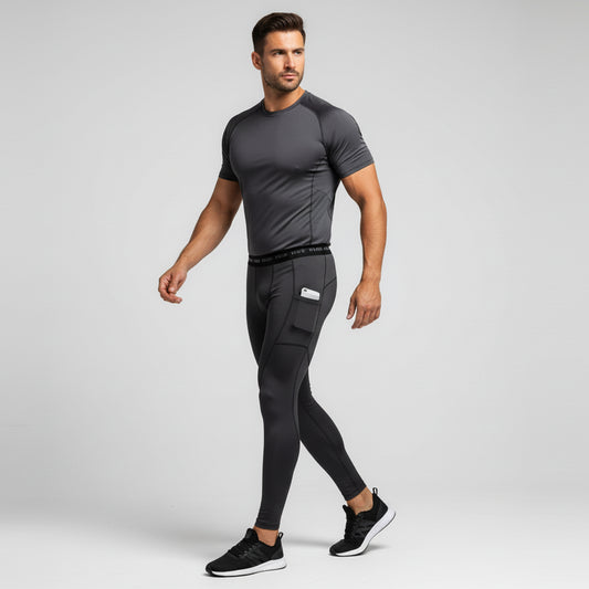 Compression leggings for training, running and basketball, tights with pocket