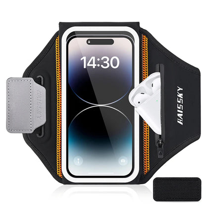 Running Sports Armbands Zipper Bag For AirPods Pro iPhone 16 15 14 13 12 11 Pro Max Samsung S24 Ultra Phone Case Holder ArmBand