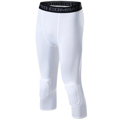 Pantalons de sport 3/4 pour hommes, leggings de course rembourrés, joggings pour hommes, pantalons  Collant de sudation élastiques, pantalons de football et de basket-ball.