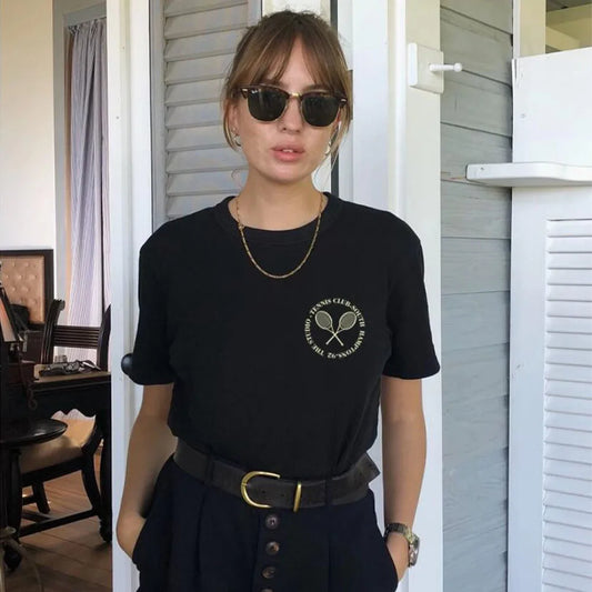 Tennis Club Style Femme T-shirts À Manches Courtes