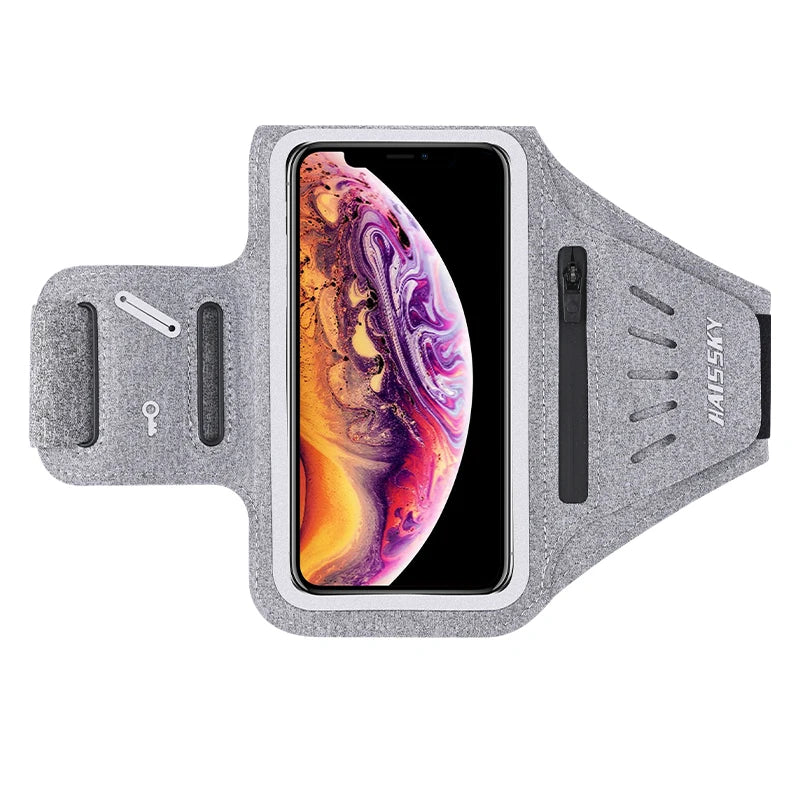 Running Sports Armbands Zipper Bag For AirPods Pro iPhone 16 15 14 13 12 11 Pro Max Samsung S24 Ultra Phone Case Holder ArmBand
