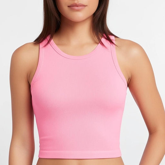 2024 New Women Solid Wrapped Sleeveless Casual Sports Tank Top